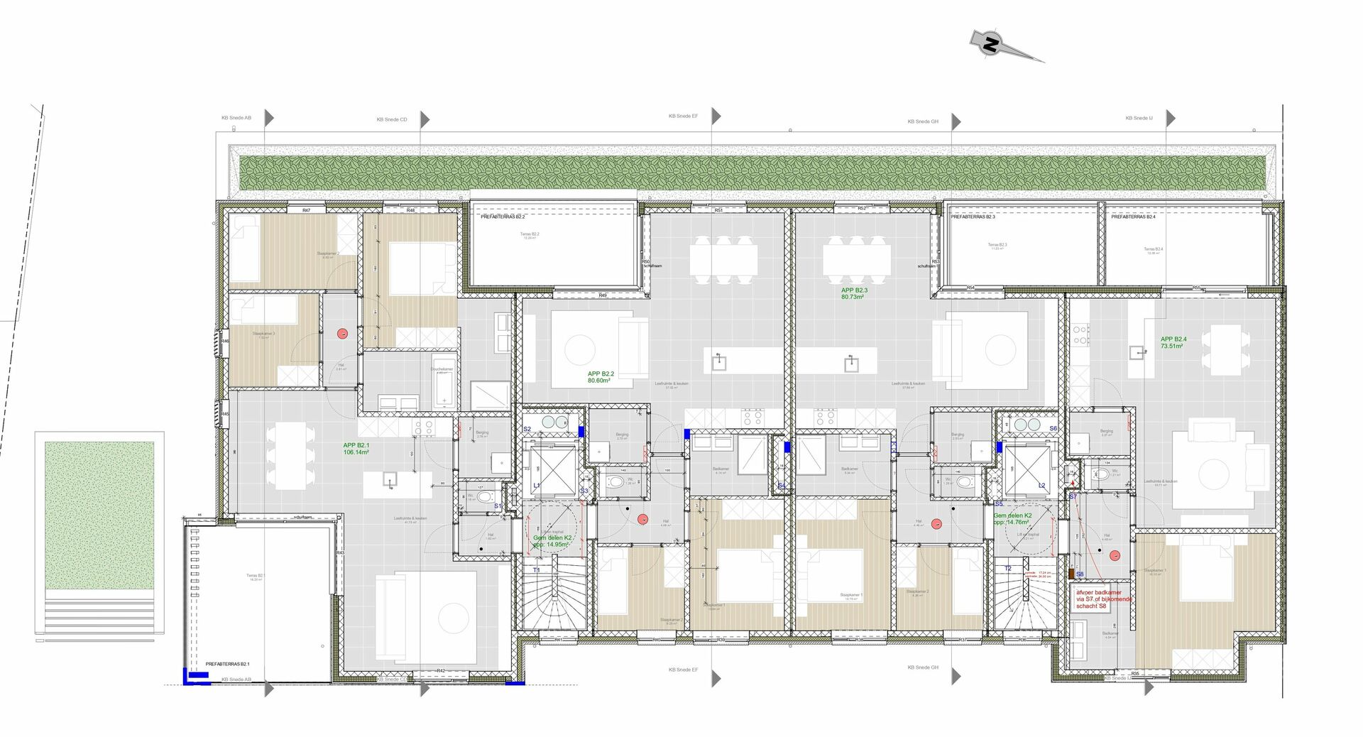 Overzichtsplan 2de verdieping Kleinebosweg