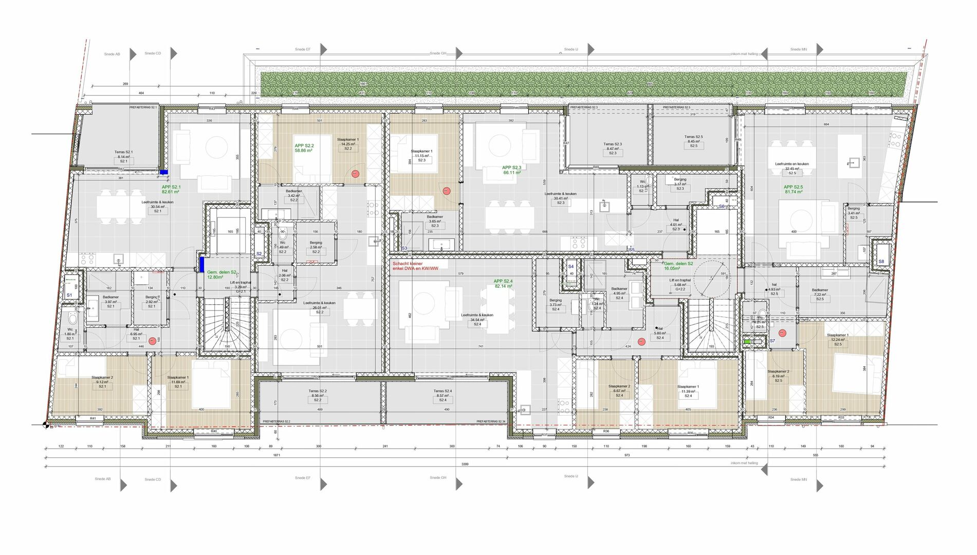 Overzichtsplan 2de verdieping Stationsstraat