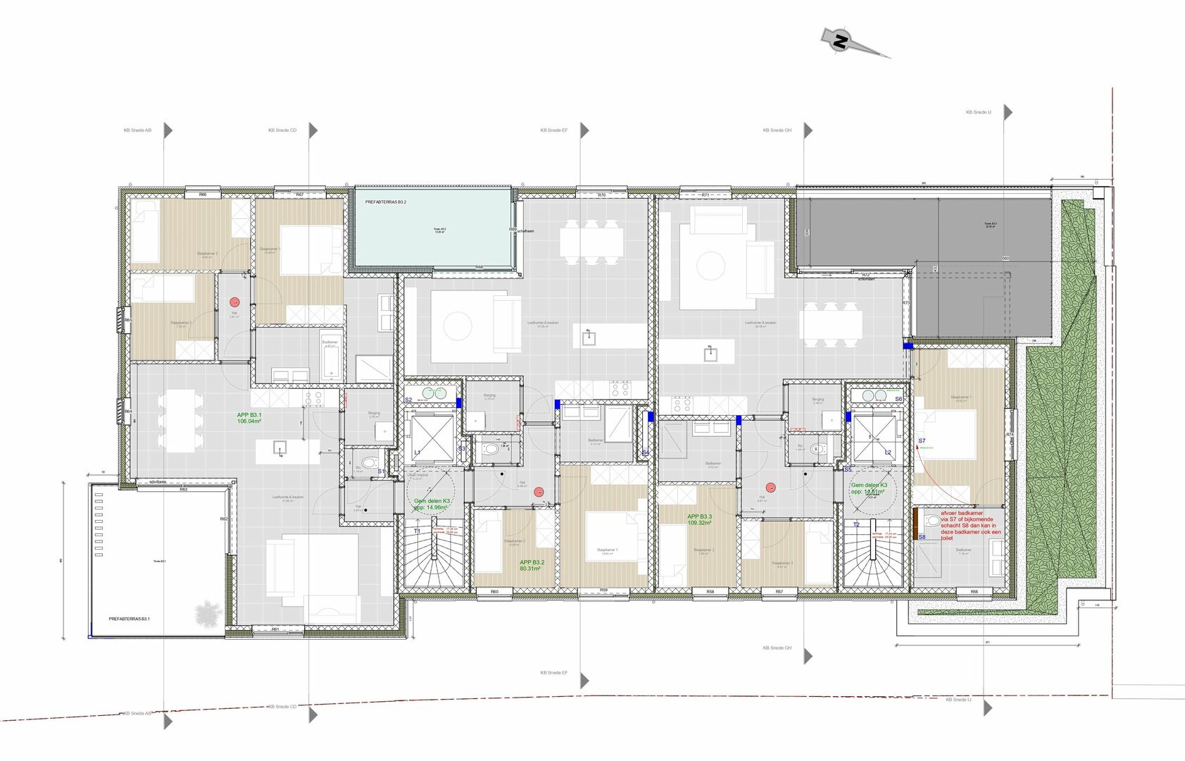 Overzichtsplan 3de verdieping Kleinebosweg